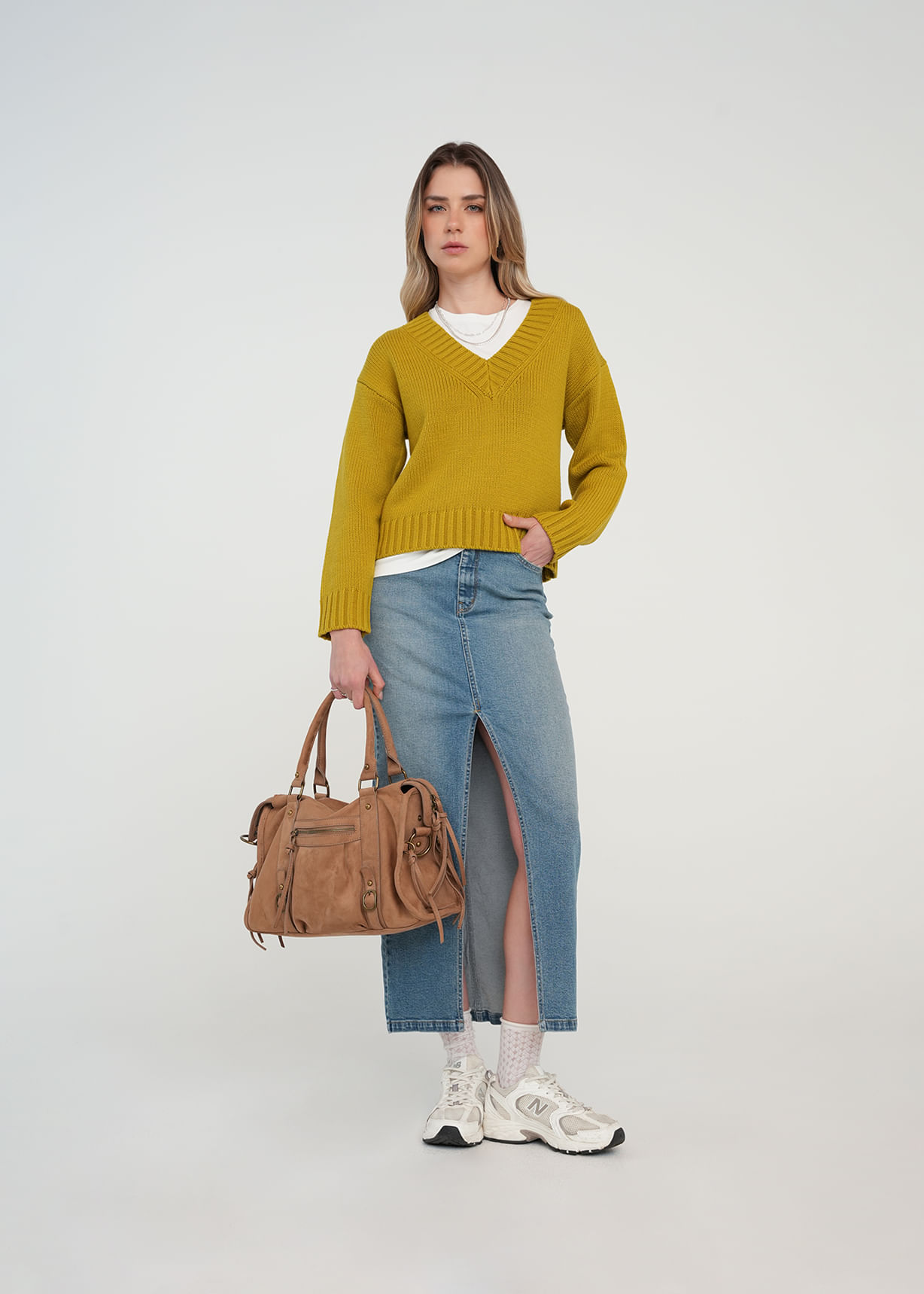 Falda larga en denim