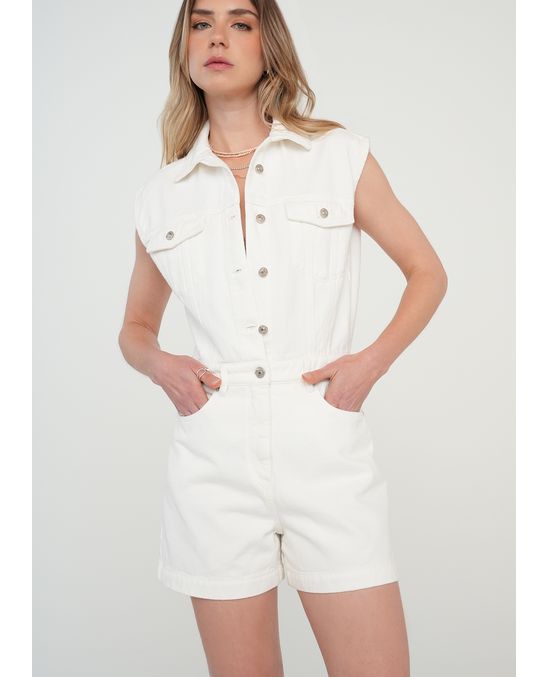 Enterizo corto en white denim