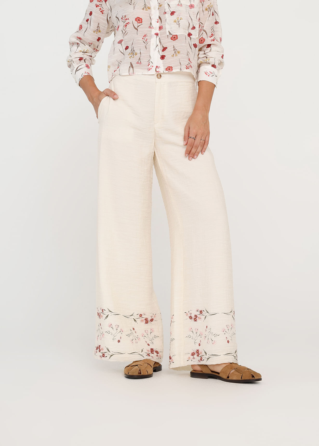 Pantalón Palazzo con diseño floral