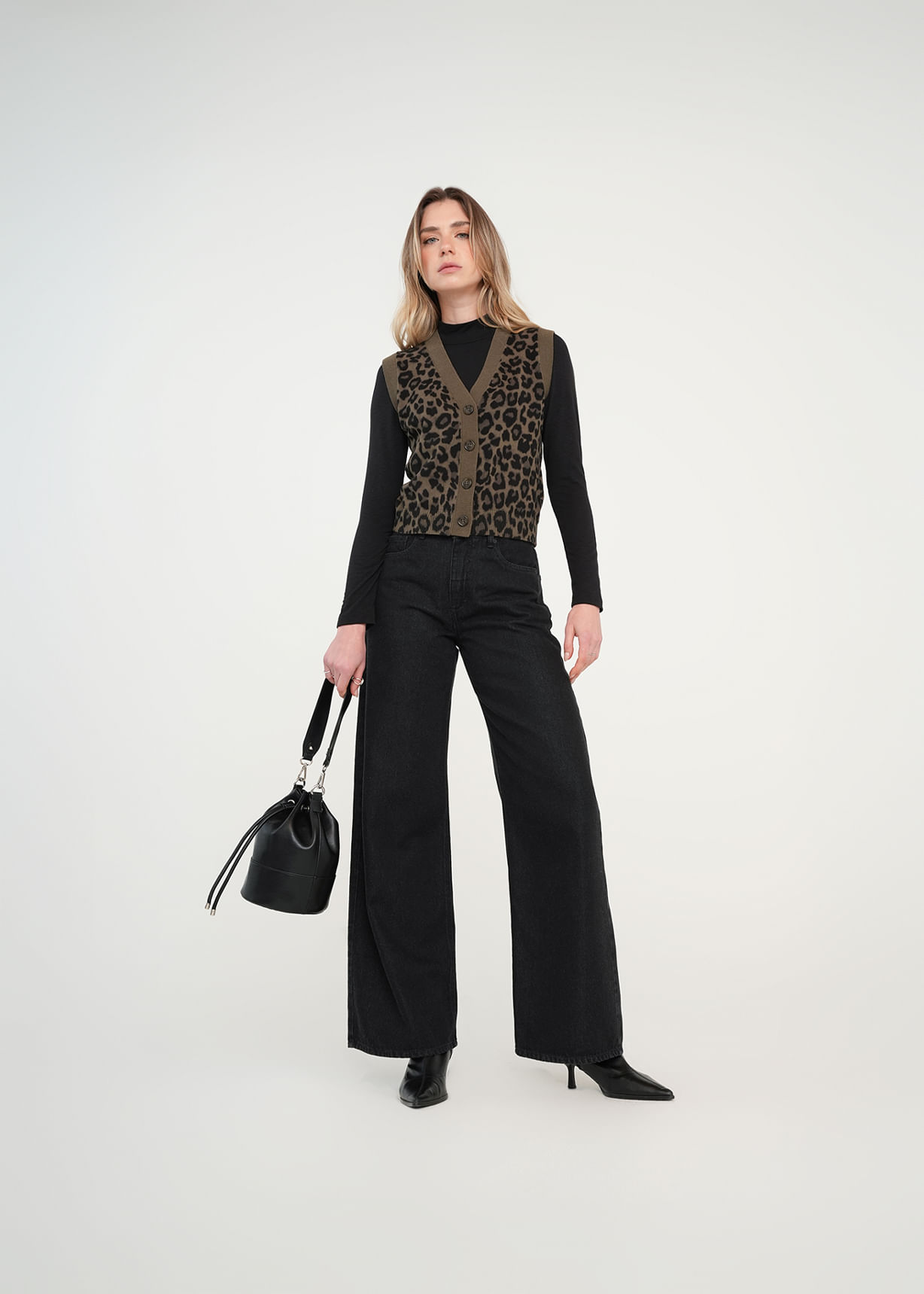 Chaleco tejido de animal print