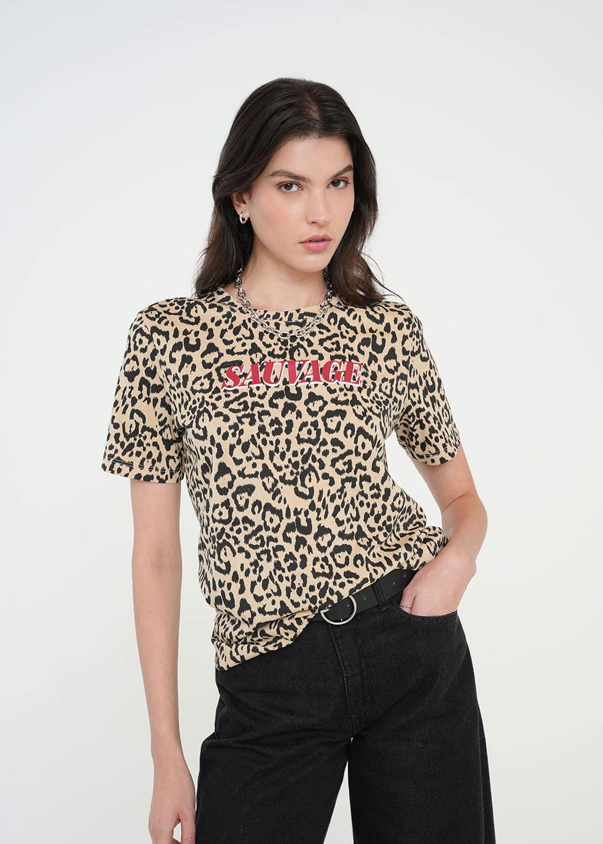 Camiseta básica de animal print