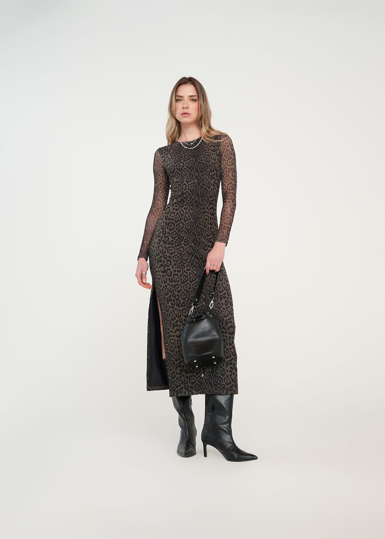 Vestido largo de animal print