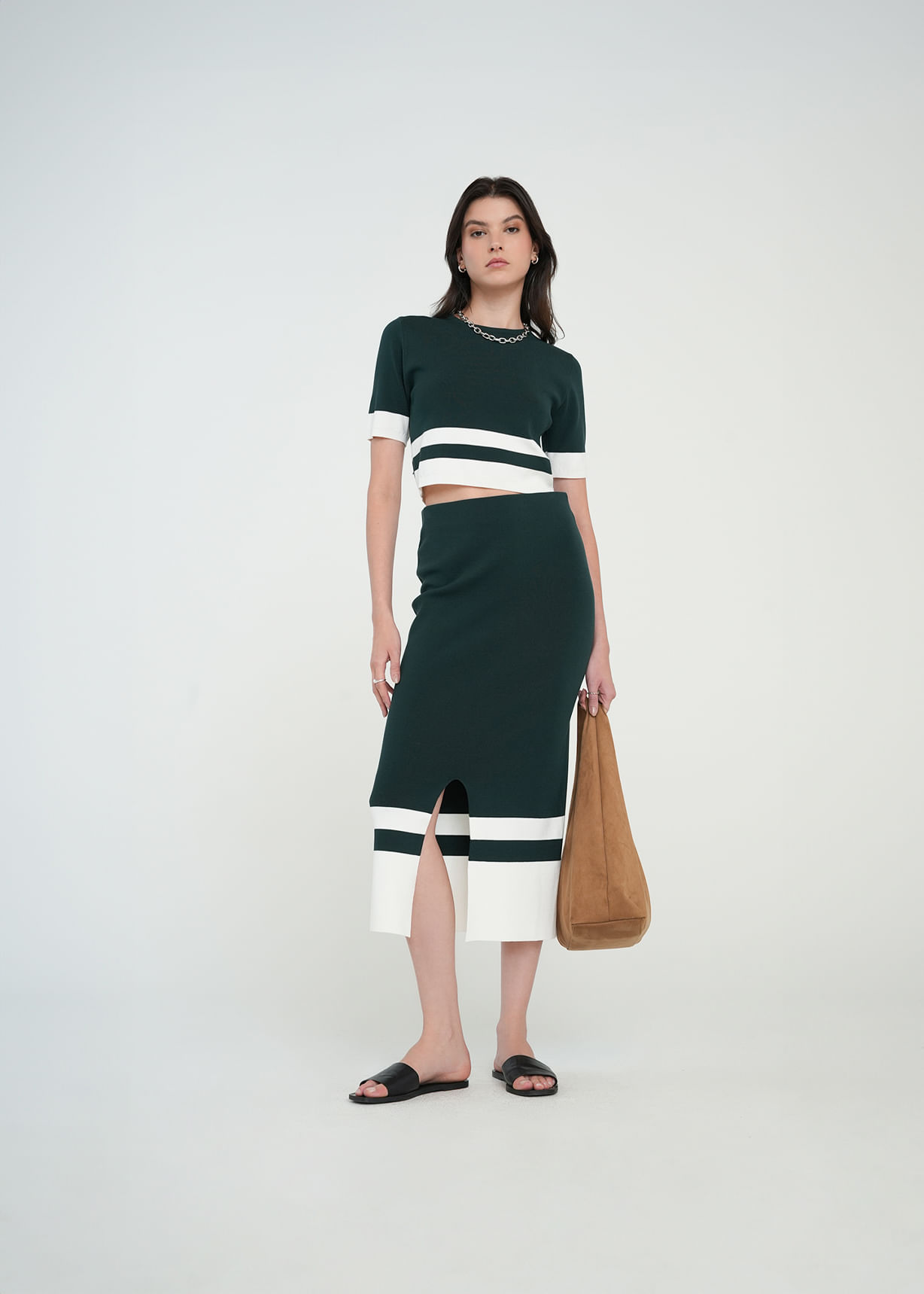 Falda larga en bloques de color