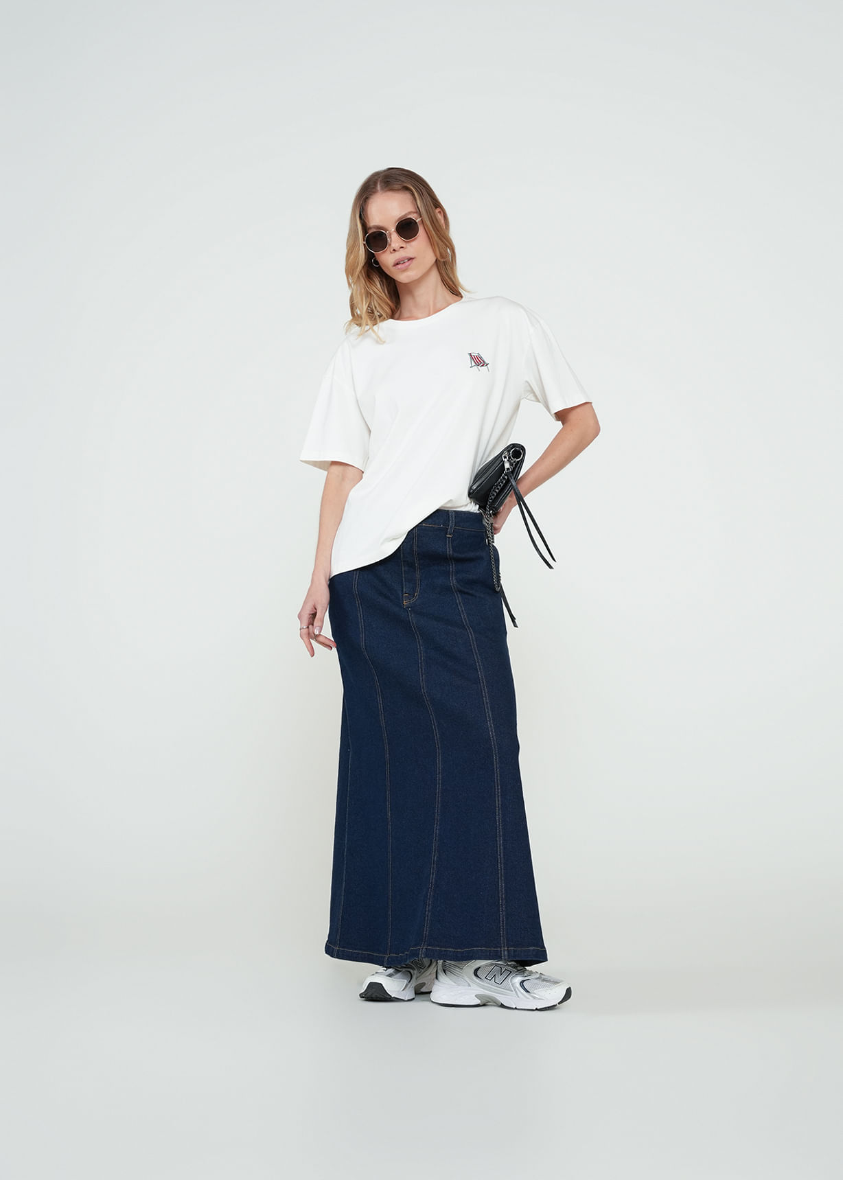 Falda larga en denim